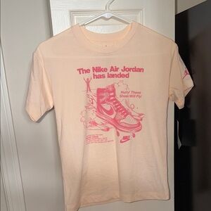 Nike Peach T-Shirt with Pink Air Jordan Design